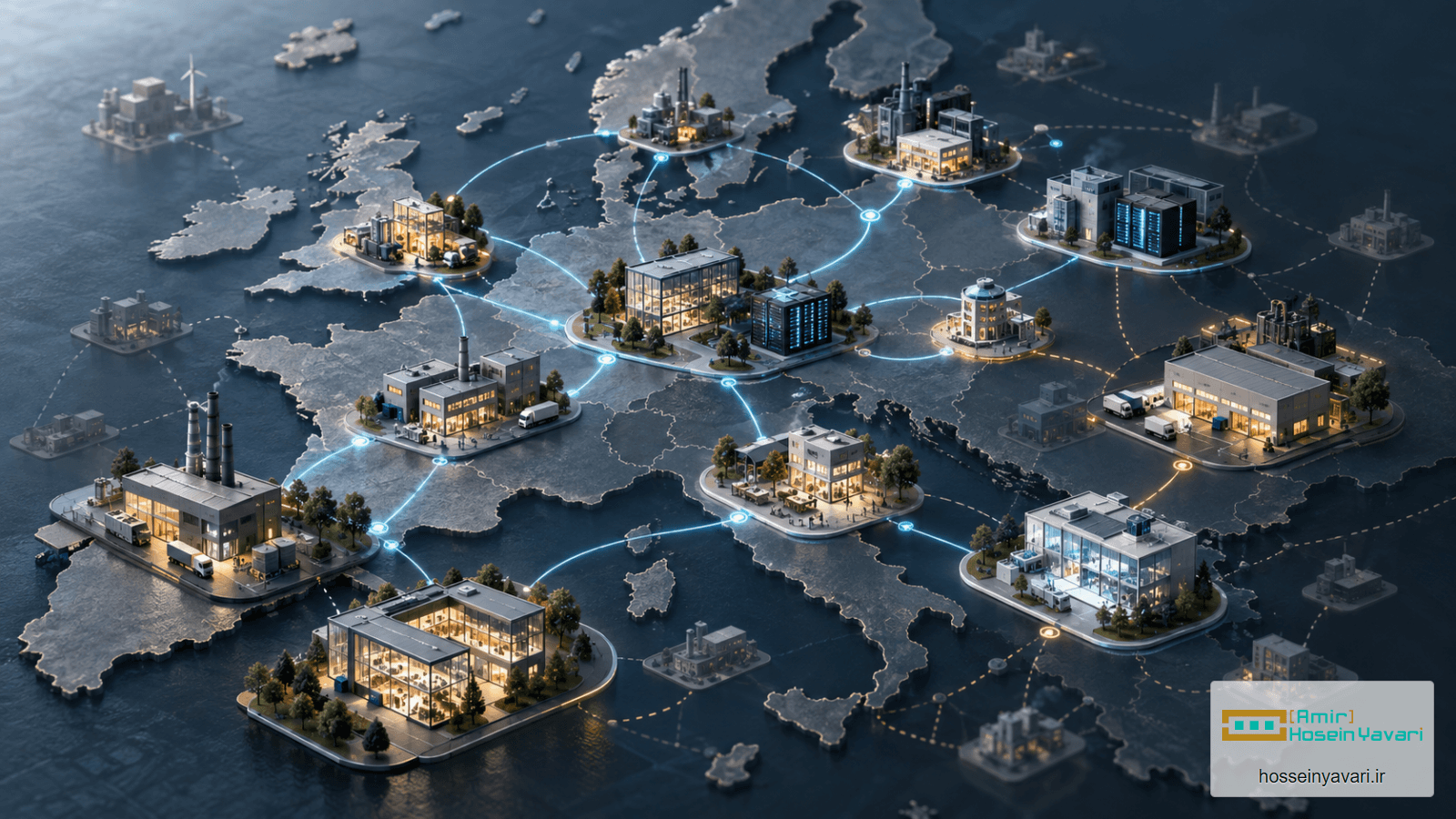 Network of European businesses with different levels of AI adoption